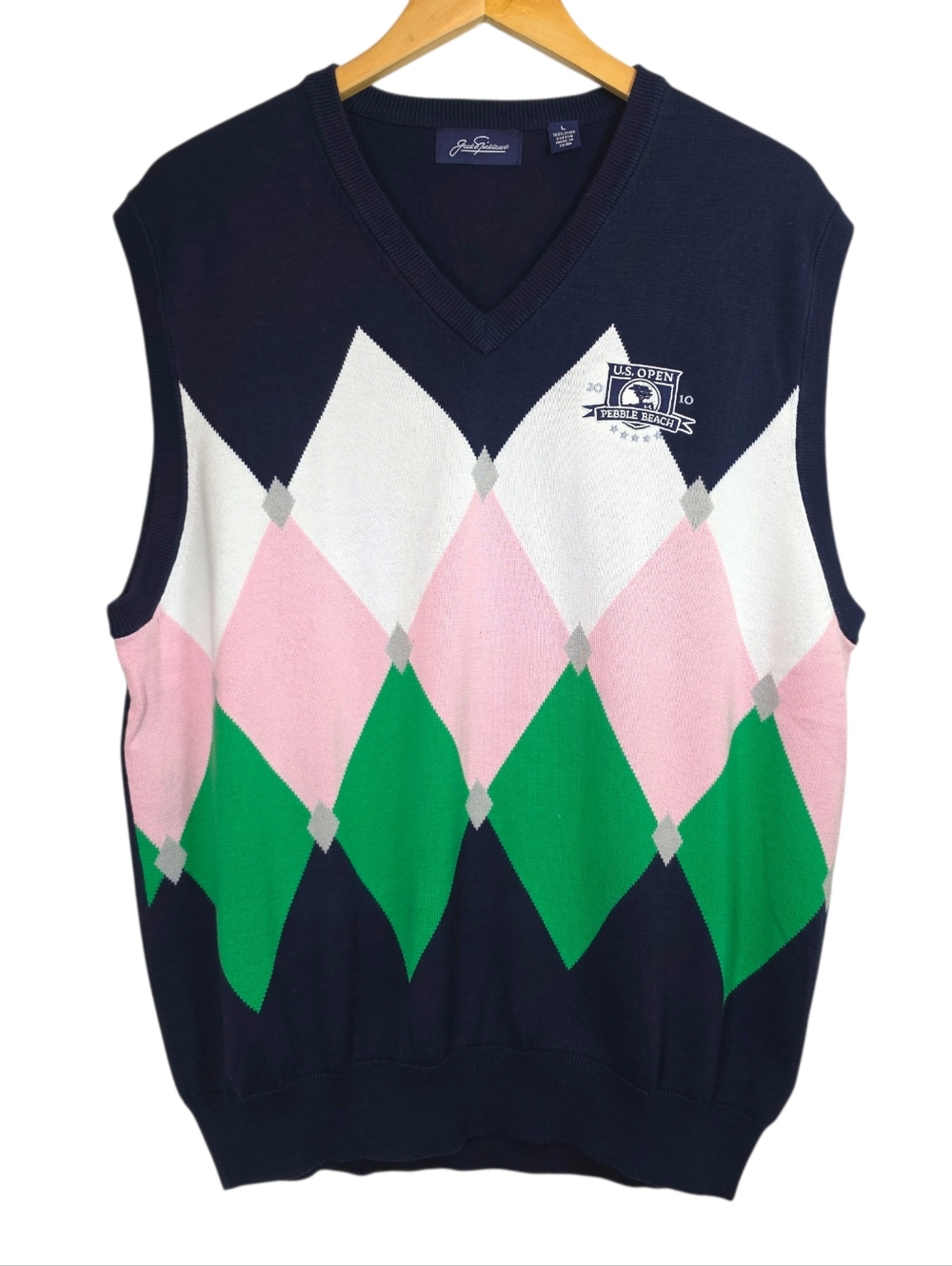 Jack Spicklaus Us Open Pebble Beach Sweater Vest Sz L Golf Country Club Preppy